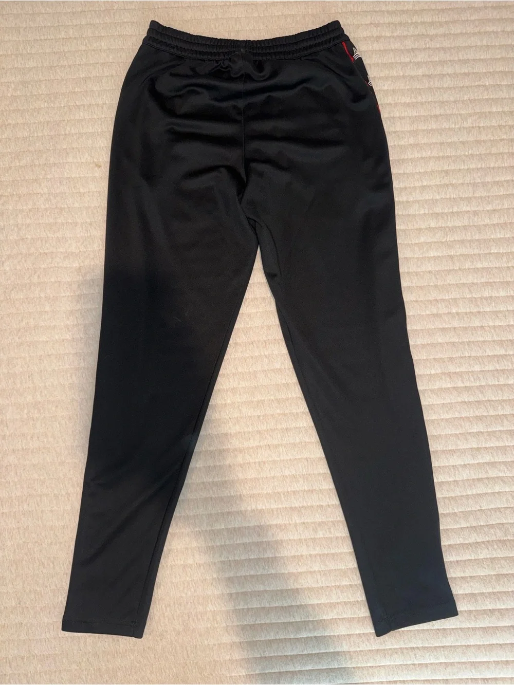 adidas Black Joggers with Red and White Logo Trim